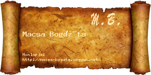 Macsa Bogáta névjegykártya